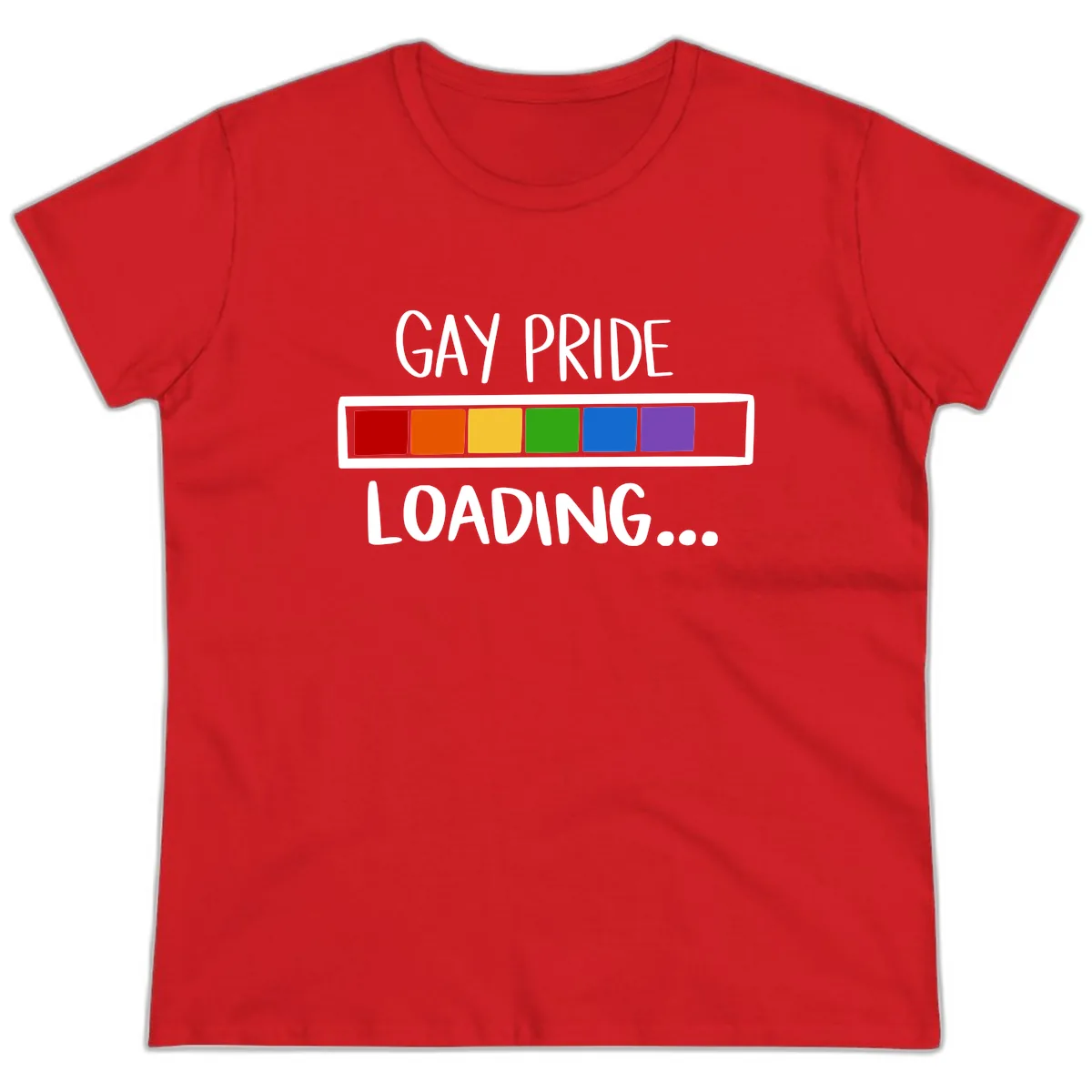 Gay Pride Loading Progress Bar Ladies Tee in Red