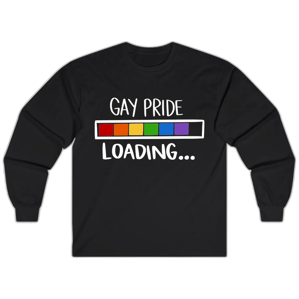 Gay Pride Loading Progress Bar Long Sleeve in Black