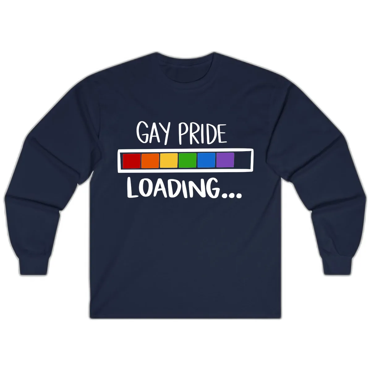 Gay Pride Loading Progress Bar Long Sleeve in Navy