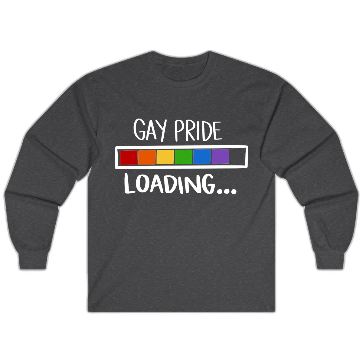 Gay Pride Loading Progress Bar Long Sleeve in Dark Heather
