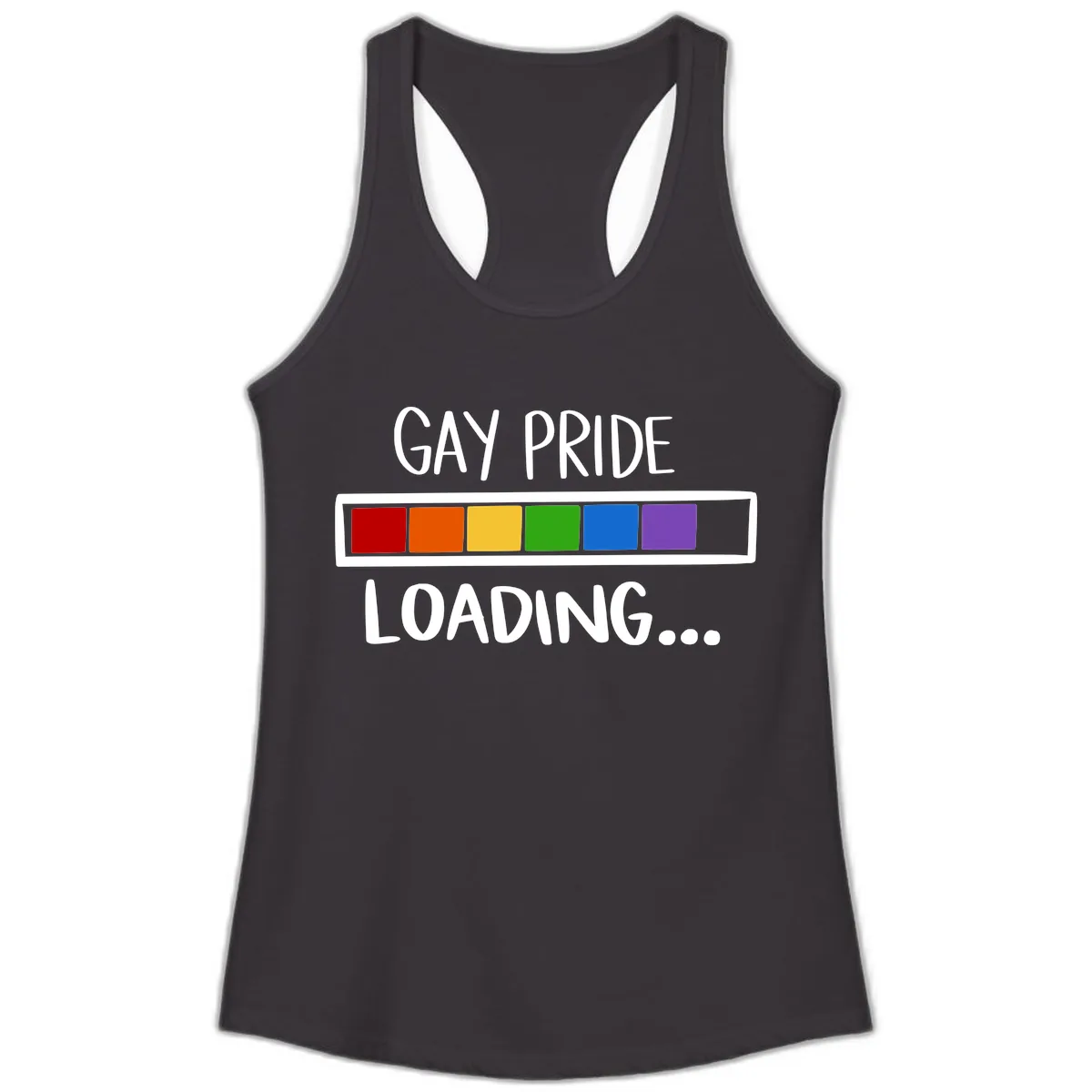 Gay Pride Loading Progress Bar Ladies Tank in Black