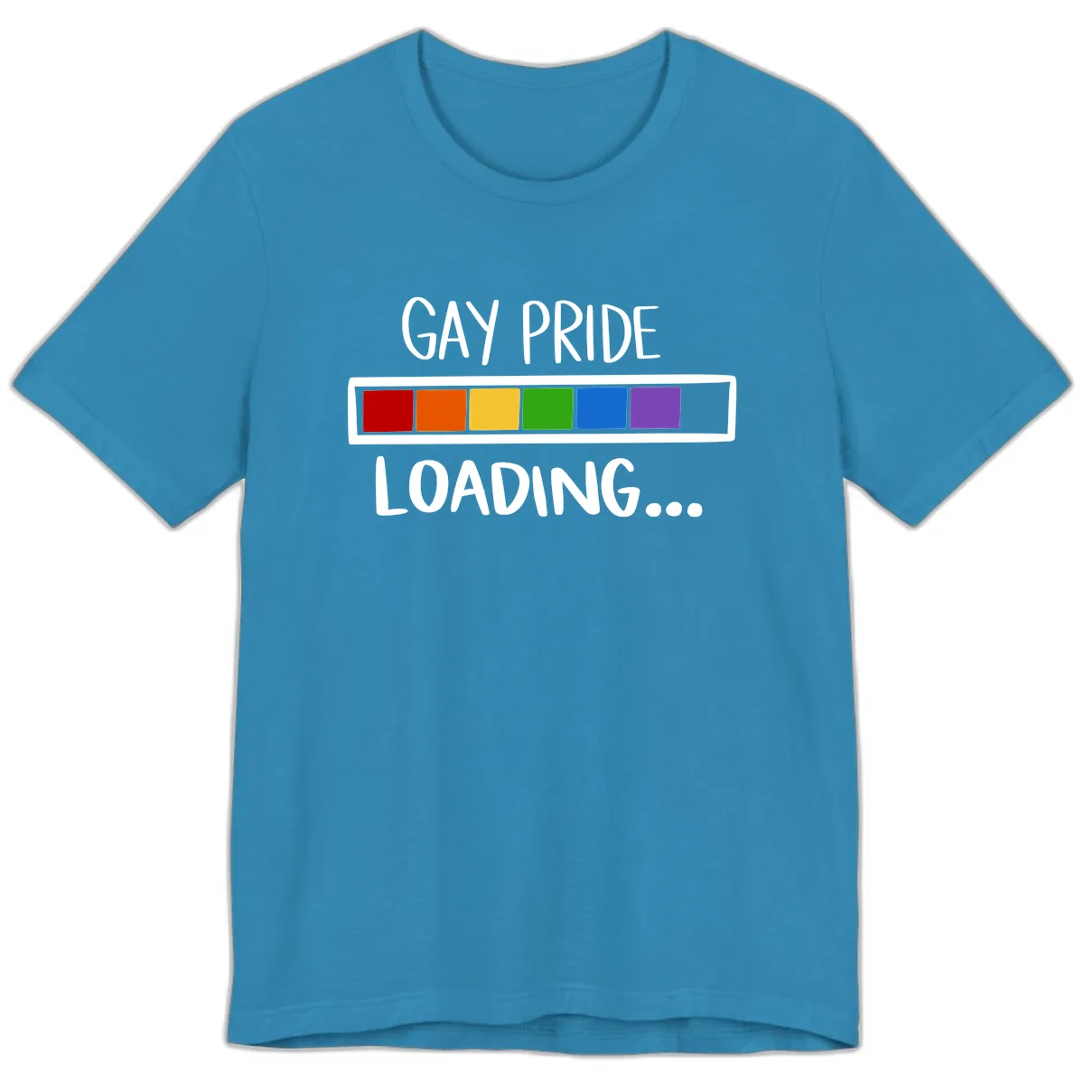 Gay Pride Loading Progress Bar Premium T-Shirt in Aqua