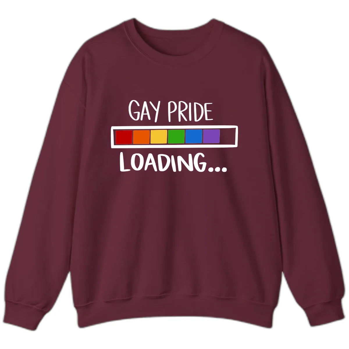 Gay Pride Loading Progress Bar Sweatshirt in Maroon