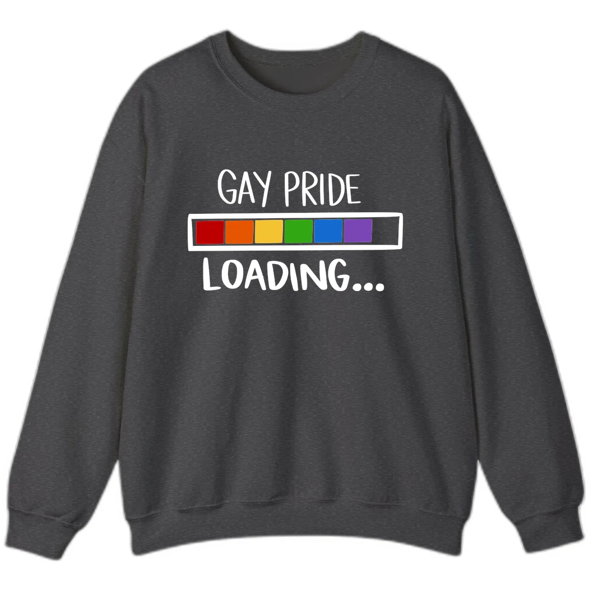 Gay Pride Loading Progress Bar Sweatshirt in Dark Heather