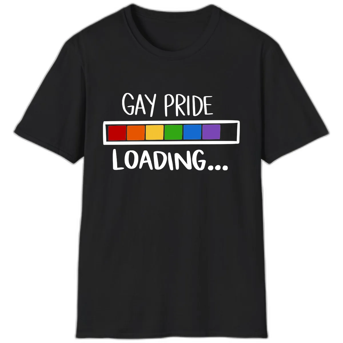 Gay Pride Loading Progress Bar T-Shirt in Black