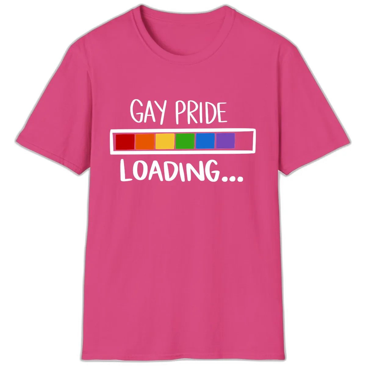 Gay Pride Loading Progress Bar T-Shirt in Heliconia