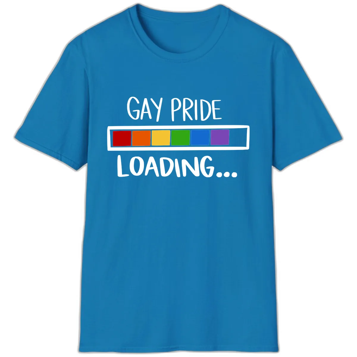 Gay Pride Loading Progress Bar T-Shirt in Sapphire
