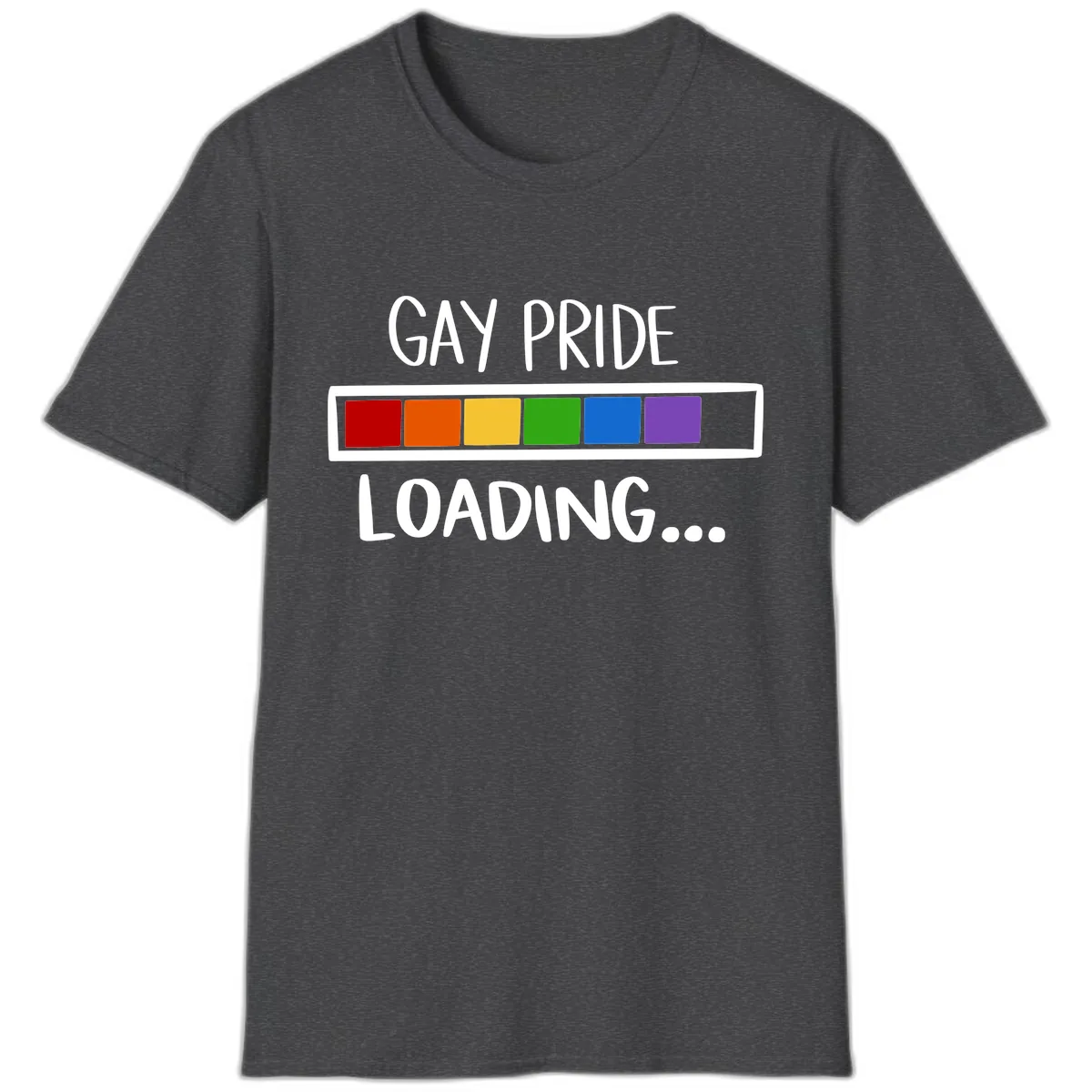 Gay Pride Loading Progress Bar T-Shirt in Dark Heather