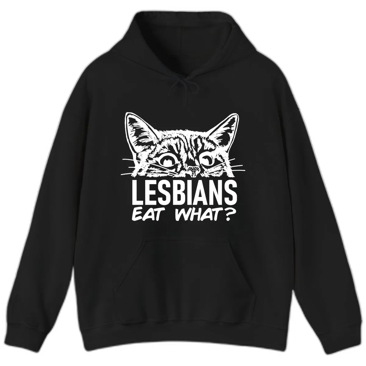 Lesbians Eat What Cat Pride Design Hoodie in Black
