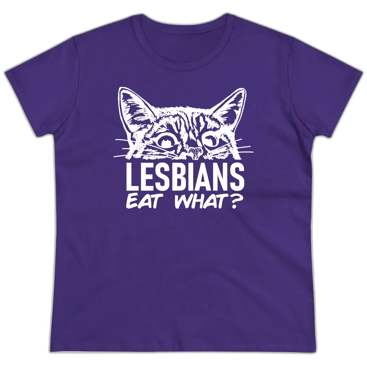 Lesbians Eat What Cat Pride Design Ladies Tee in Purple