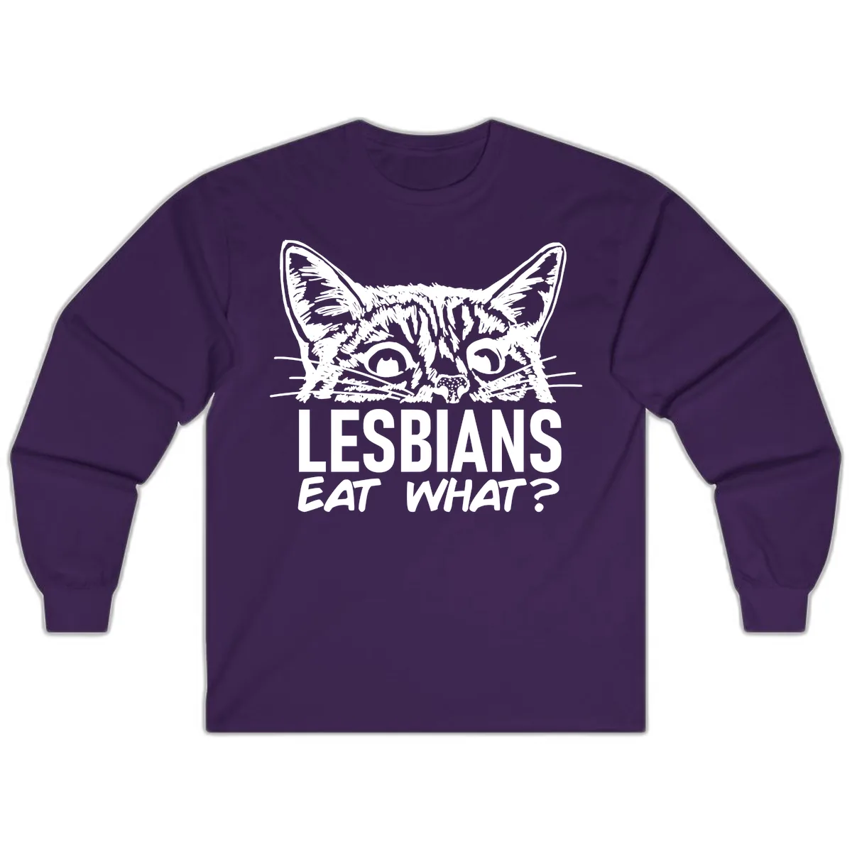 Lesbians Eat What Cat Pride Design Long Sleeve in Purple