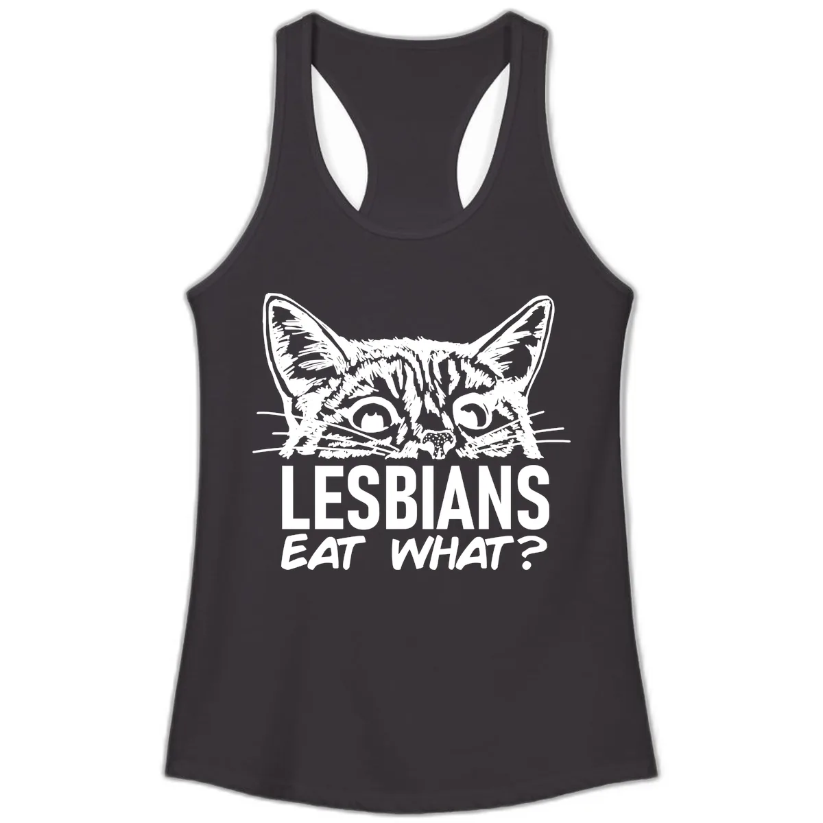 Lesbians Eat What Cat Pride Design Ladies Tank in Black
