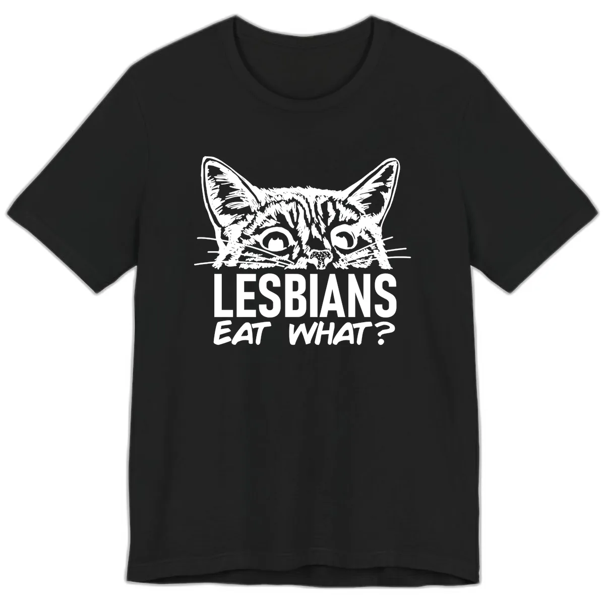 Lesbians Eat What Cat Pride Design Premium T-Shirt in Black