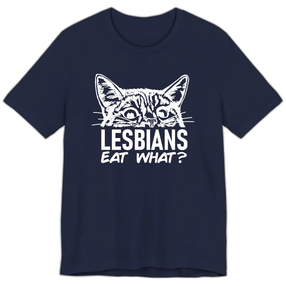 Lesbians Eat What Cat Pride Design Premium T-Shirt in Navy