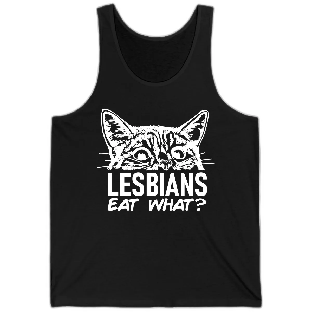 Lesbians Eat What Cat Pride Design Tank in Black