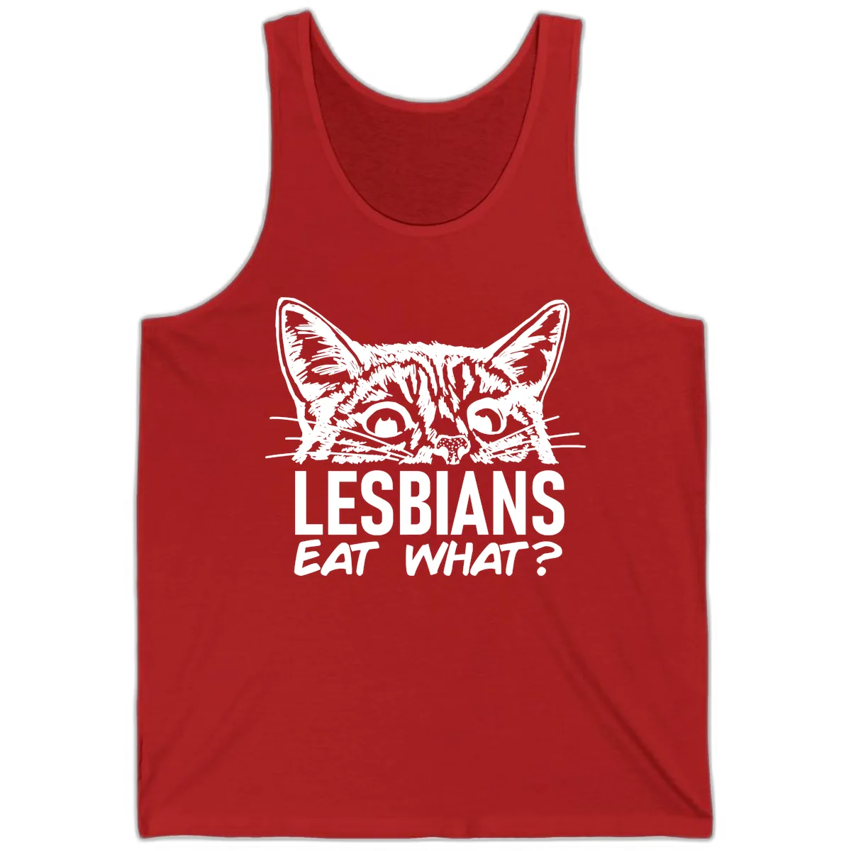 Lesbians Eat What Cat Pride Design Tank in Red