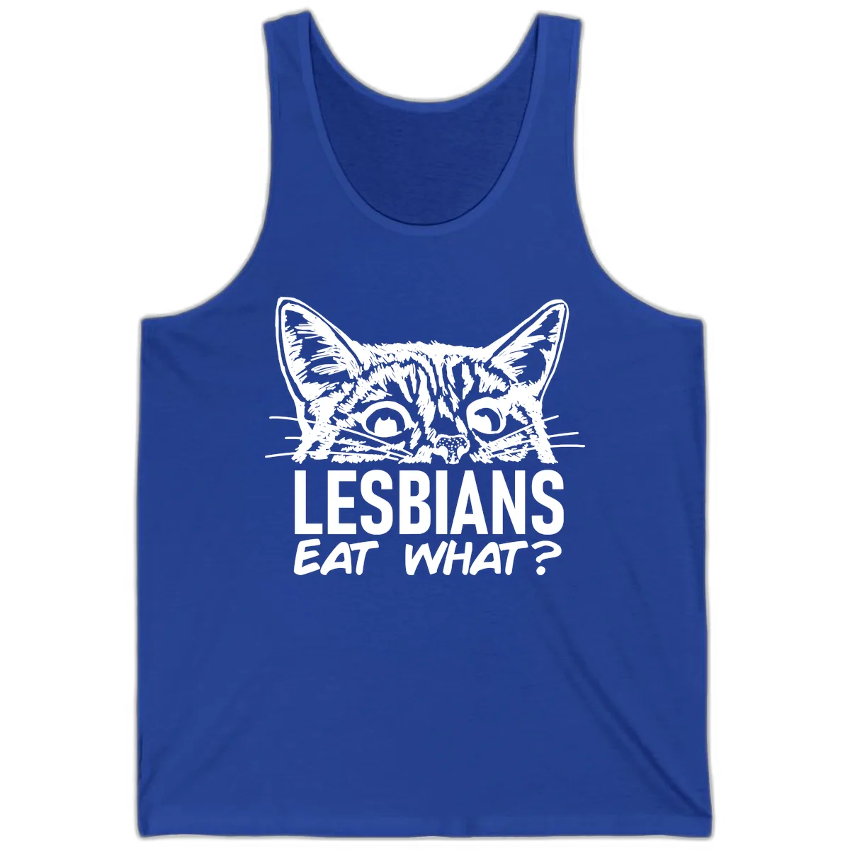 Lesbians Eat What Cat Pride Design Tank in True Royal