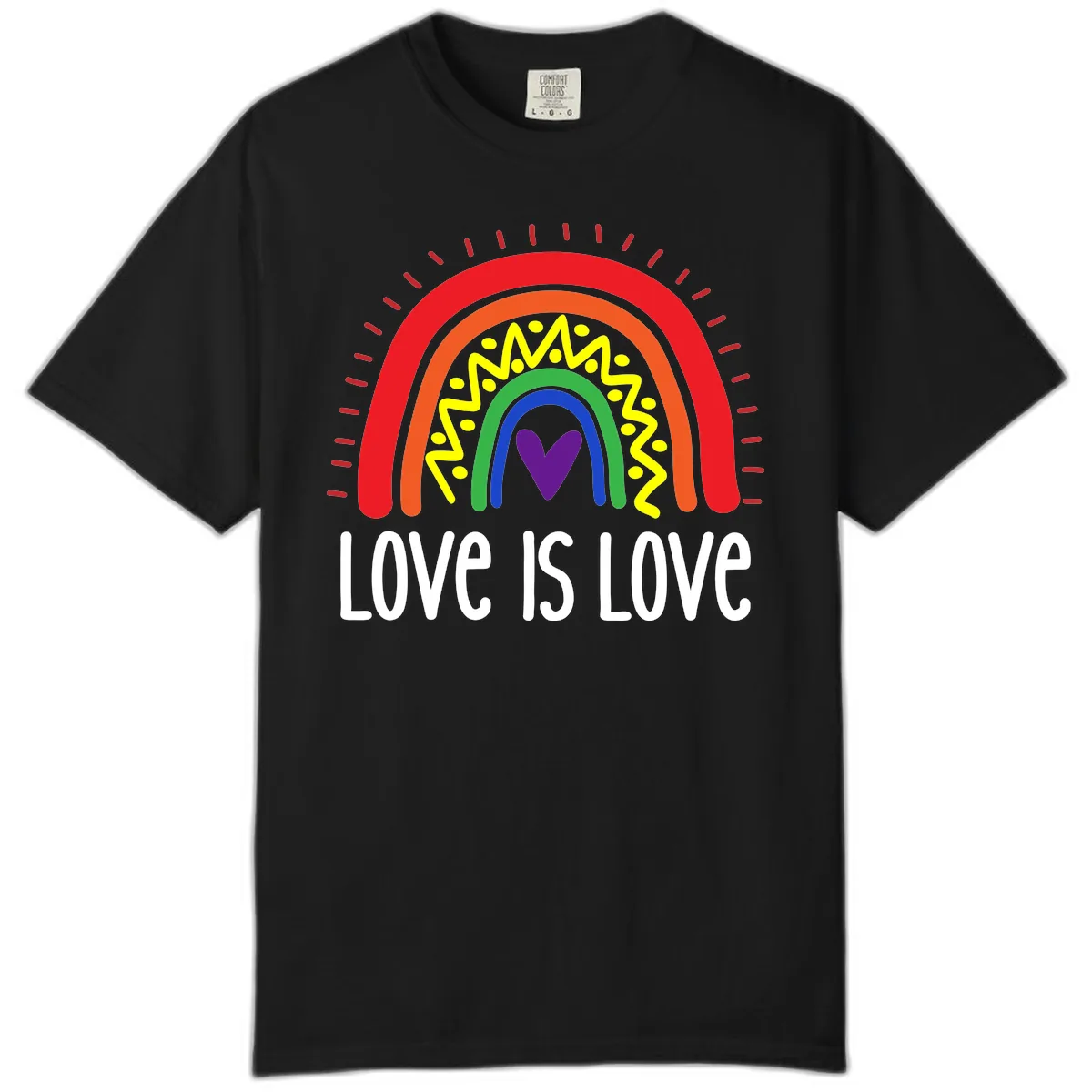 Love Is Love Rainbow Pride Comfort Color in Black