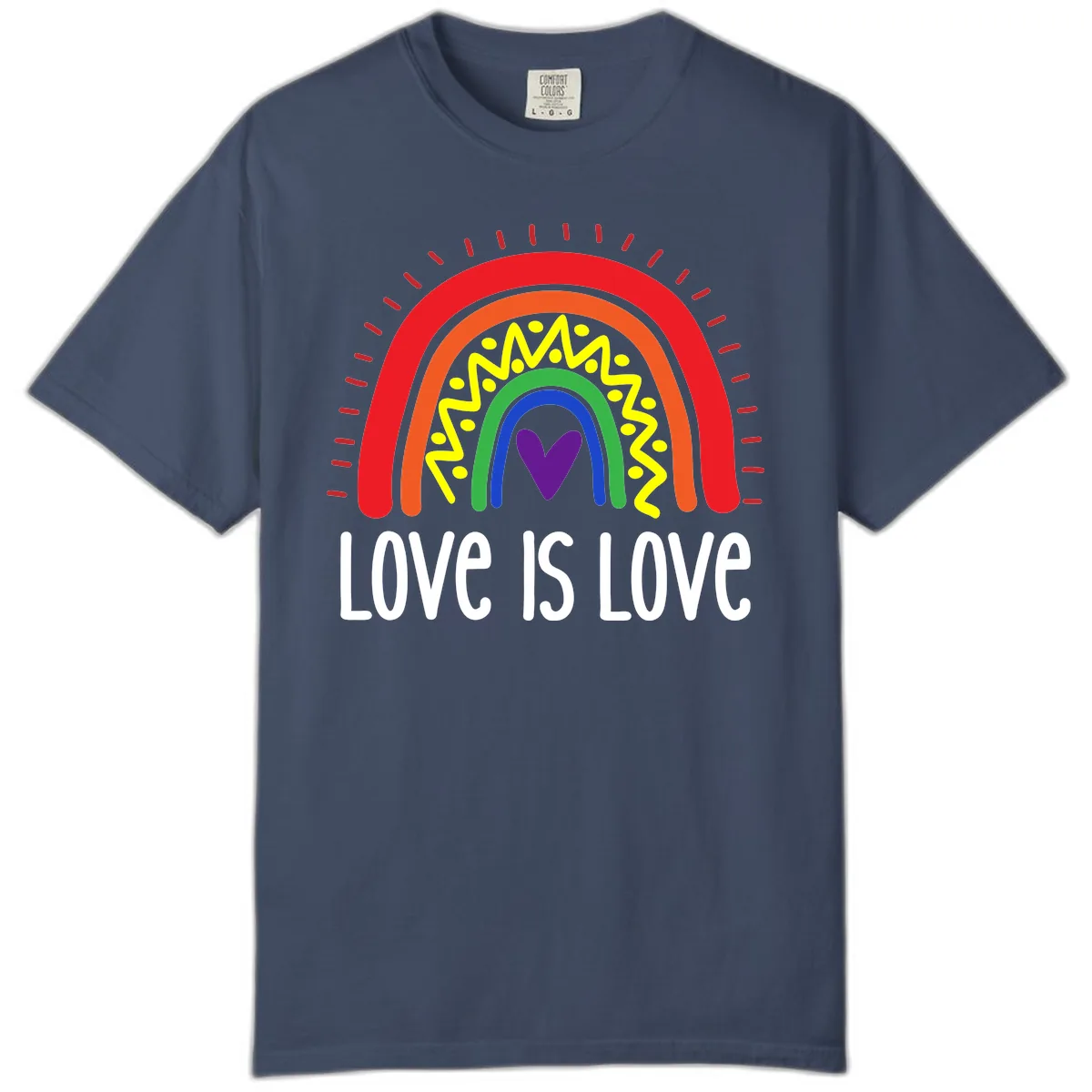 Love Is Love Rainbow Pride Comfort Color in Midnight