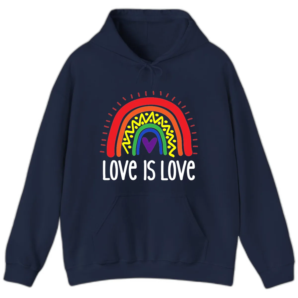 Love Is Love Rainbow Pride Hoodie in Navy