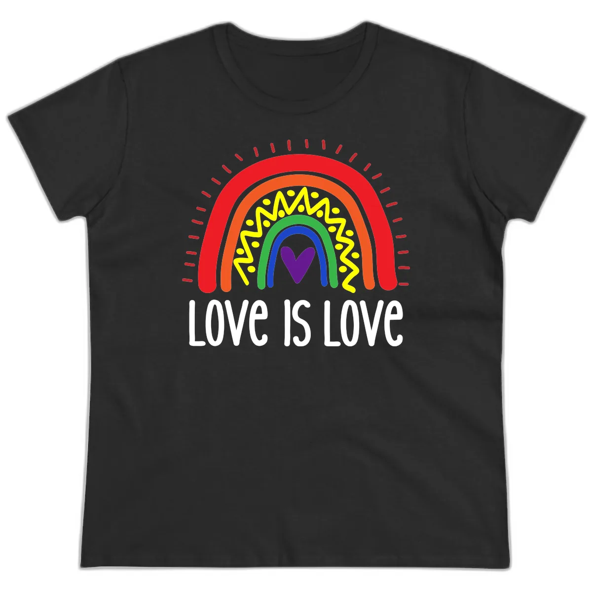 Love Is Love Rainbow Pride Ladies Tee in Black