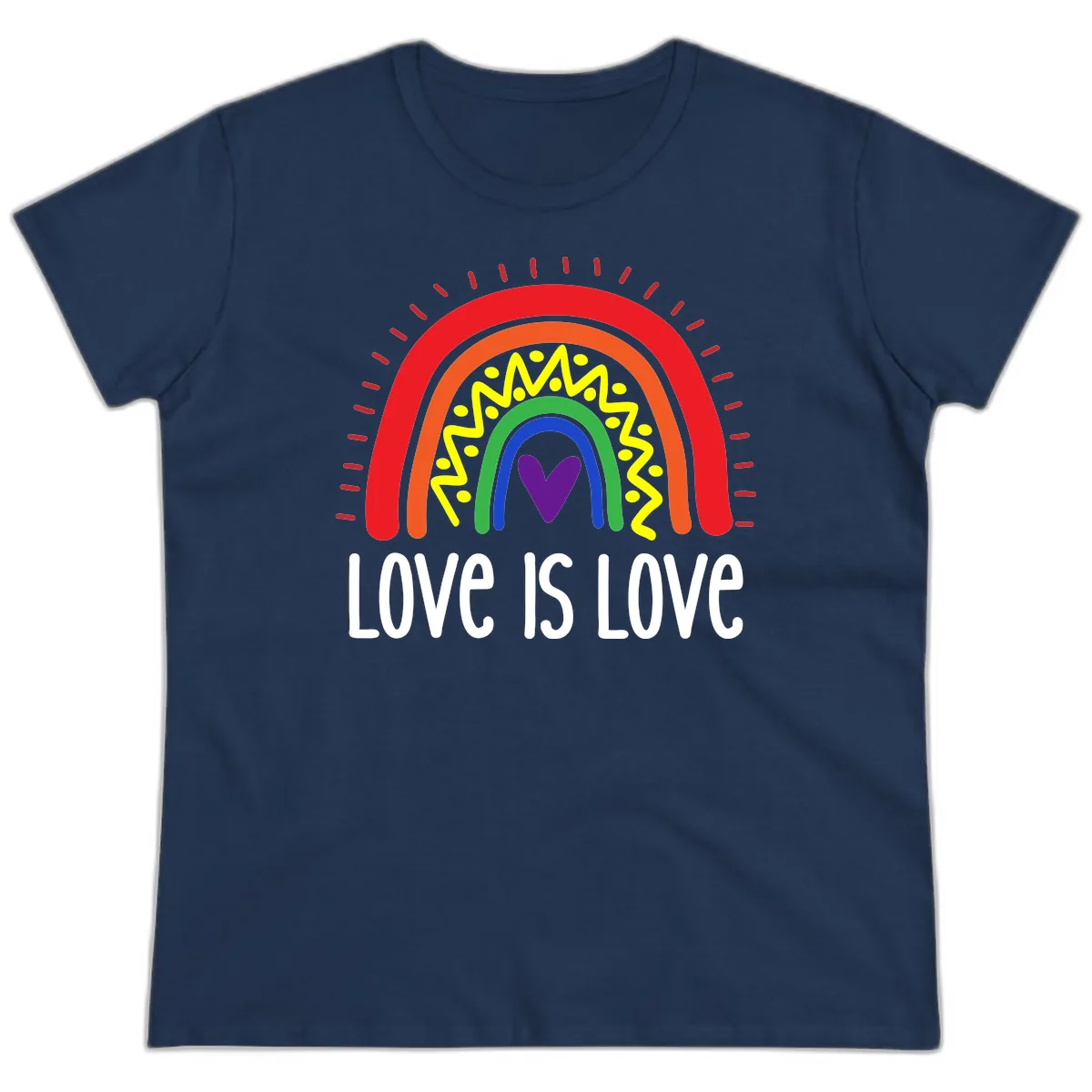 Love Is Love Rainbow Pride Ladies Tee in Navy