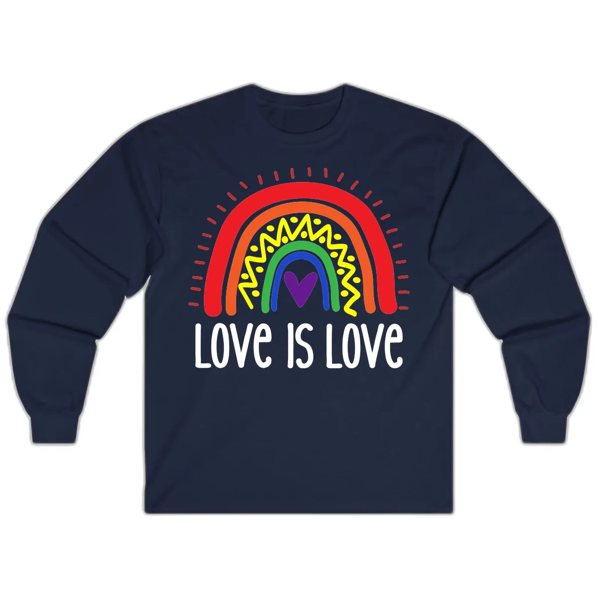 Love Is Love Rainbow Pride Long Sleeve in Navy