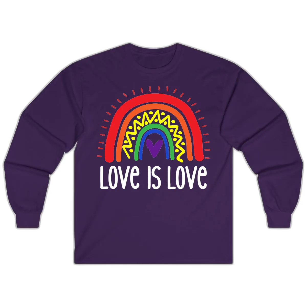 Love Is Love Rainbow Pride Long Sleeve in Purple