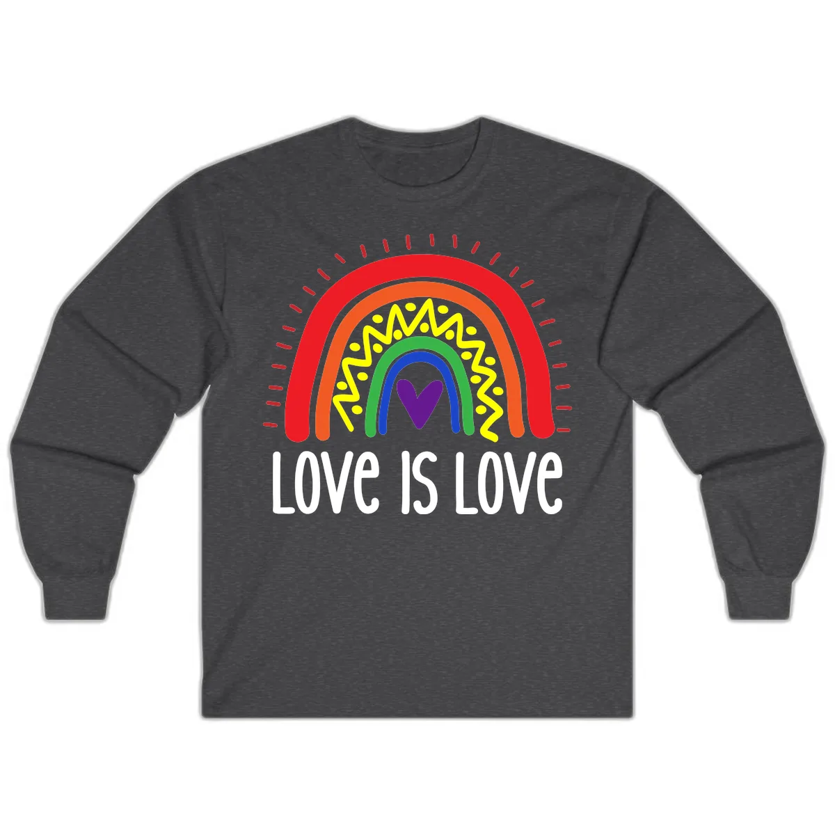 Love Is Love Rainbow Pride Long Sleeve in Dark Heather
