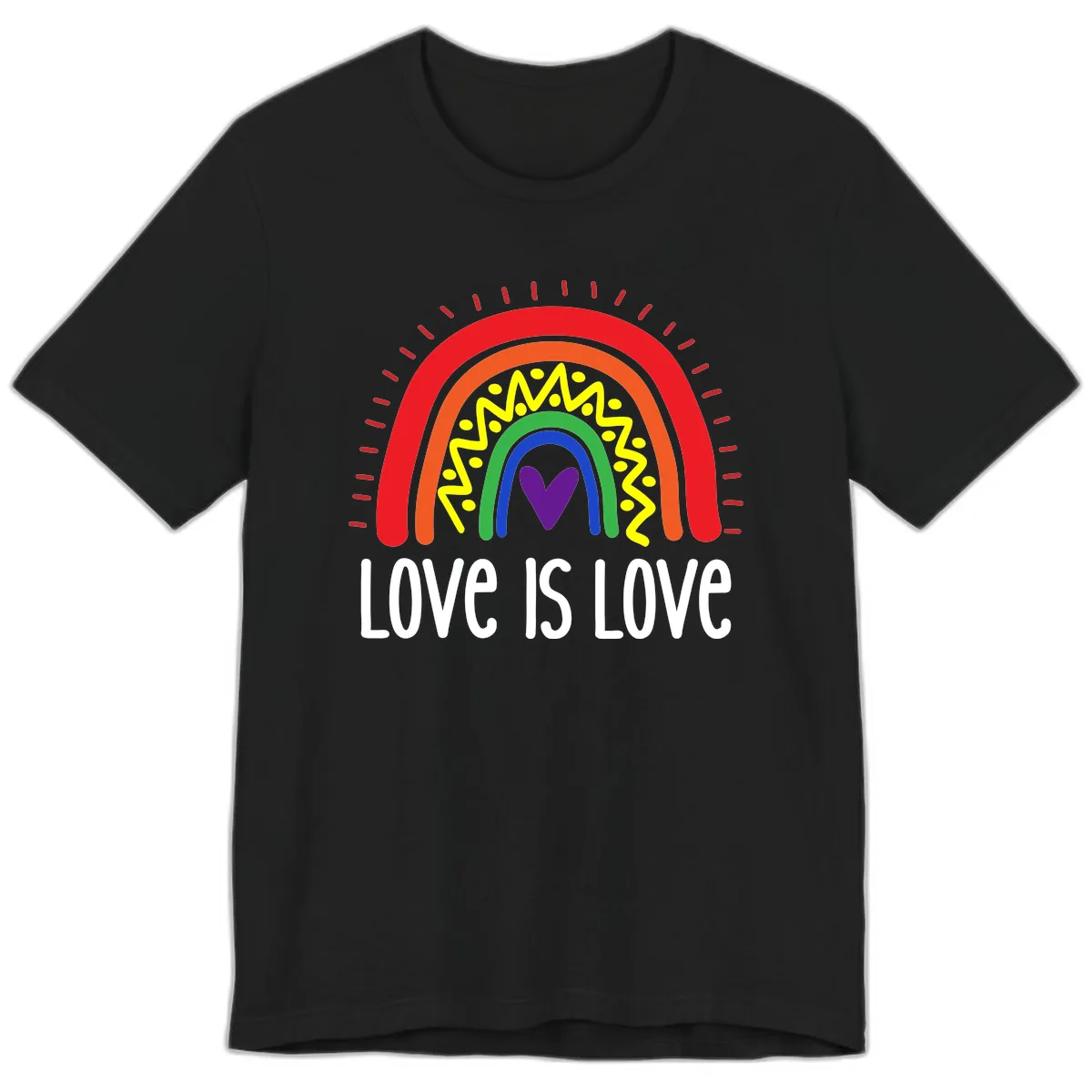 Love Is Love Rainbow Pride Premium T-Shirt in Black