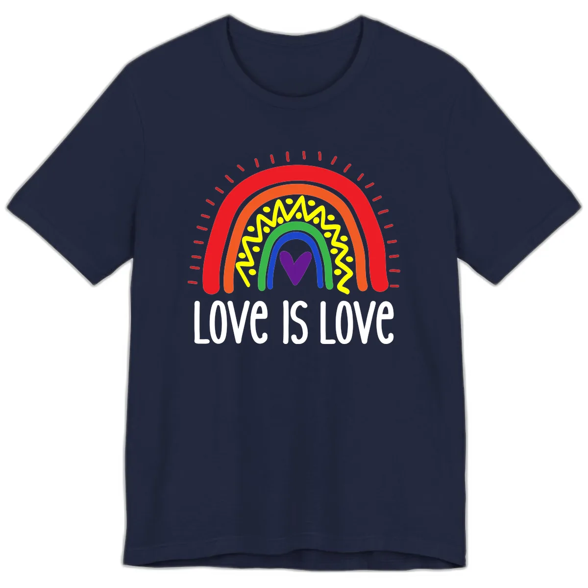 Love Is Love Rainbow Pride Premium T-Shirt in Navy