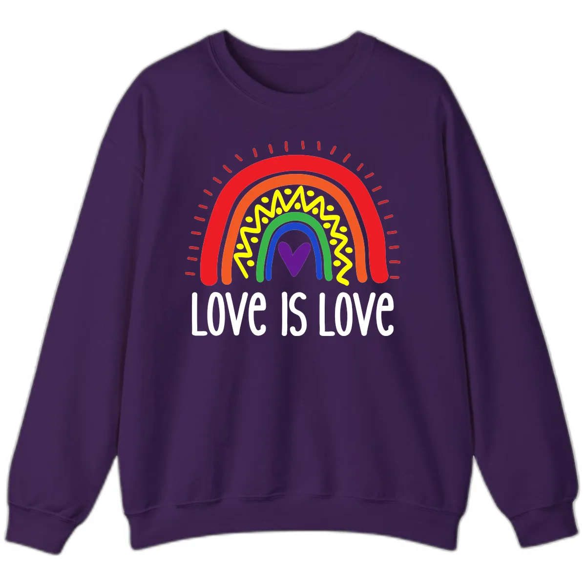 Love Is Love Rainbow Pride Sweatshirt in Purple
