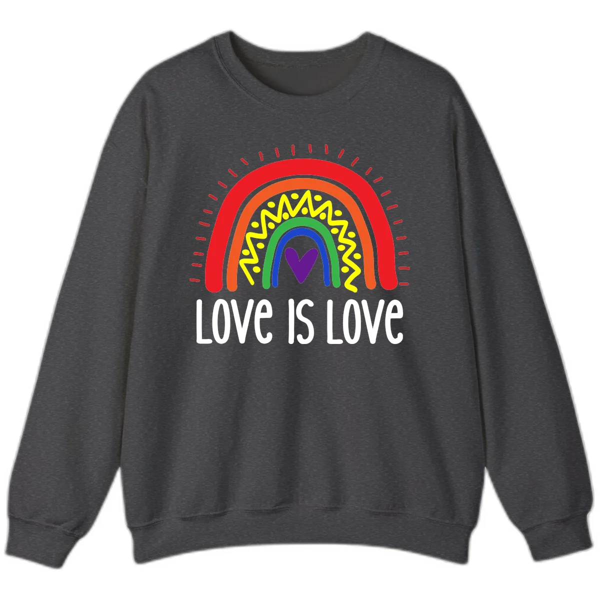 Love Is Love Rainbow Pride Sweatshirt in Dark Heather