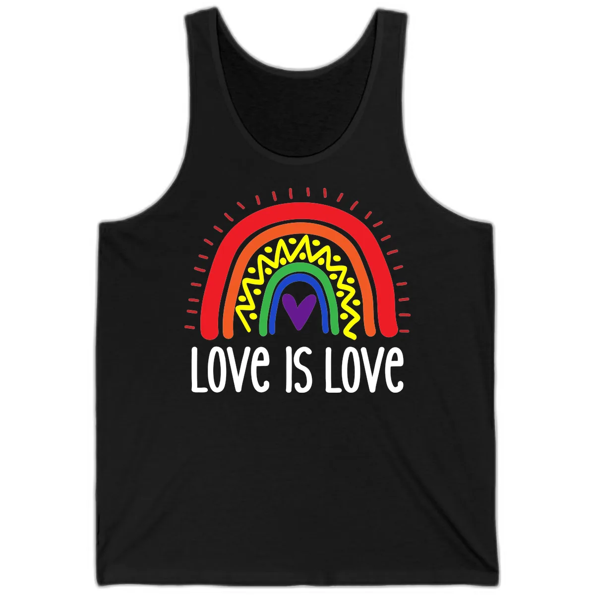 Love Is Love Rainbow Pride Tank in Black