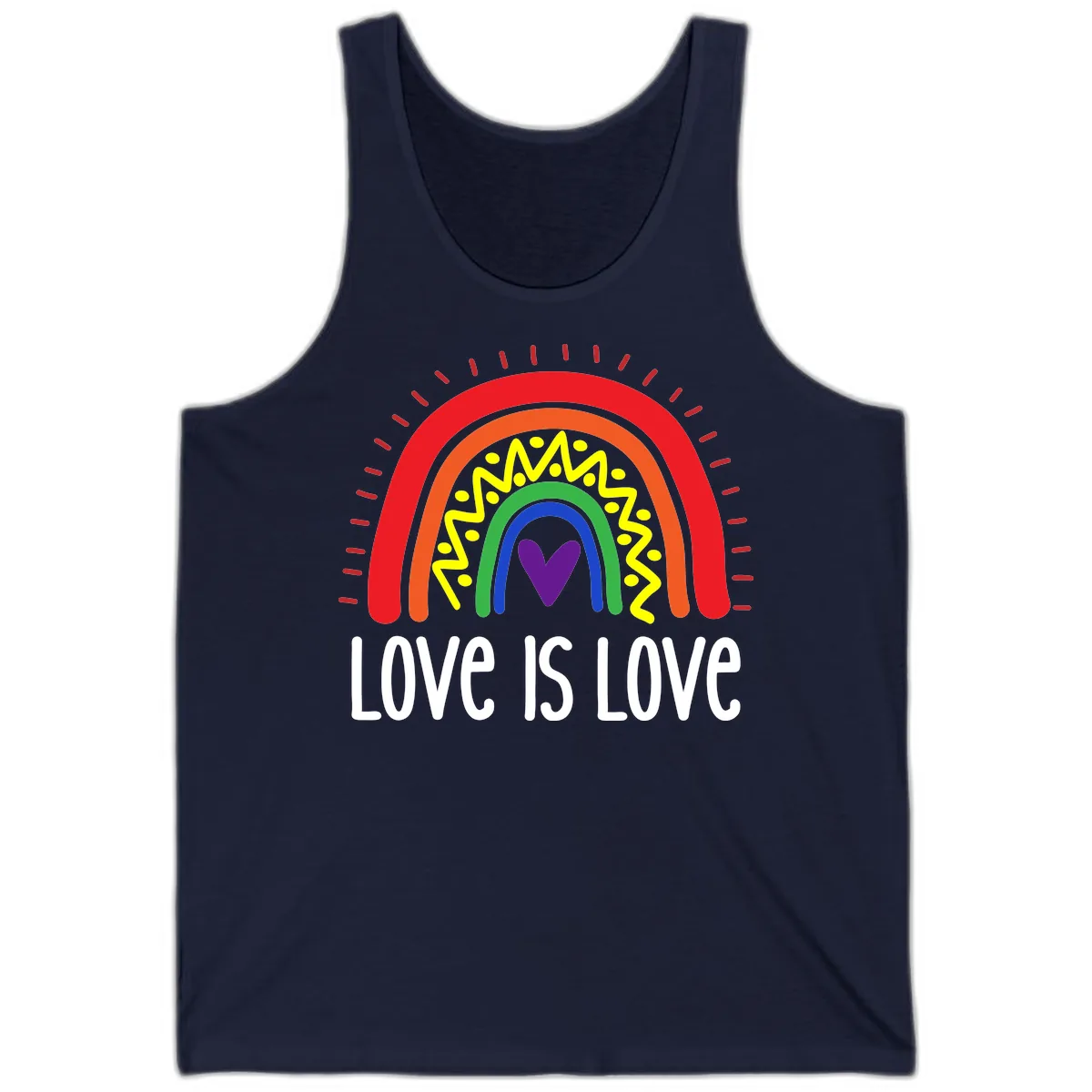 Love Is Love Rainbow Pride Tank in Navy