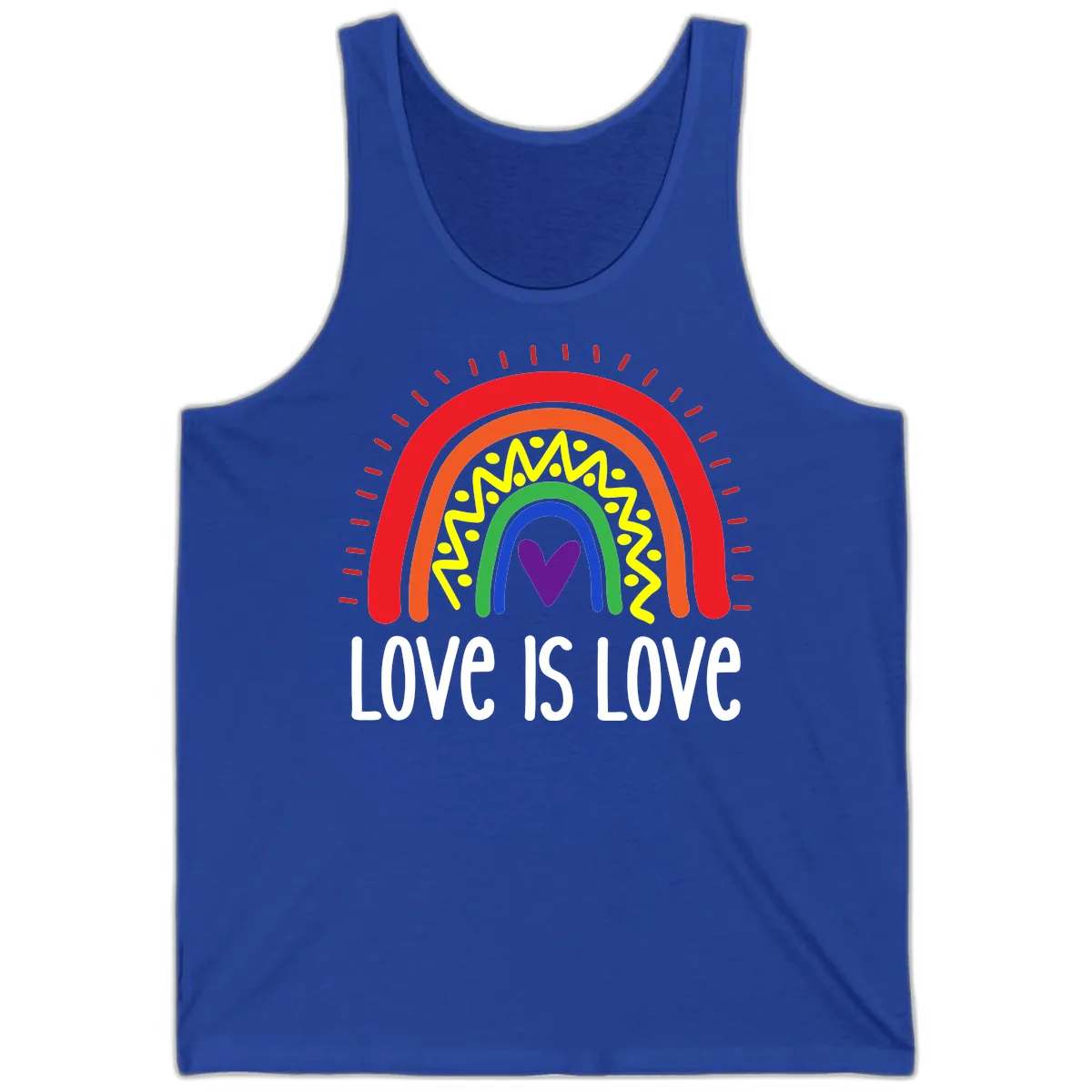 Love Is Love Rainbow Pride Tank in True Royal