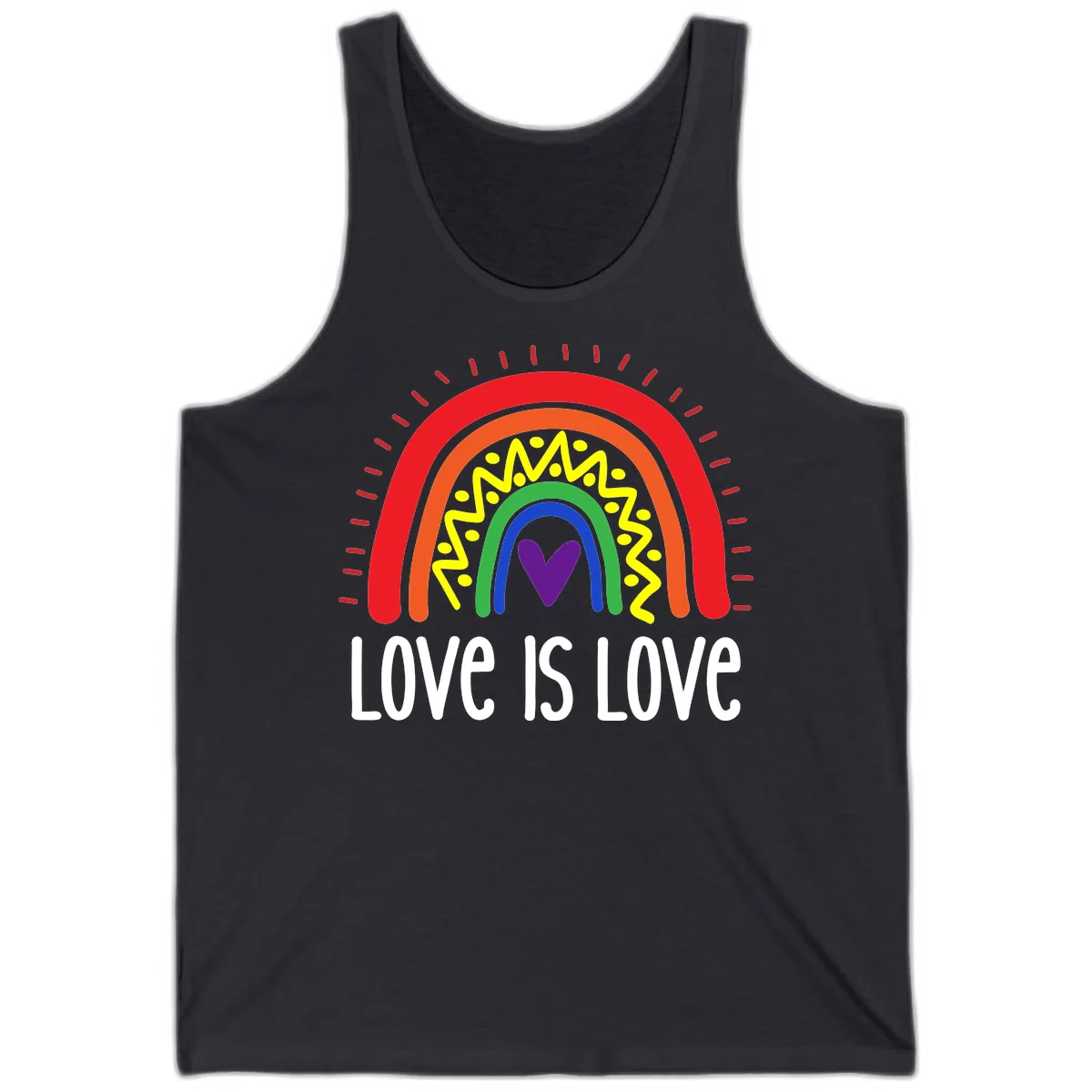 Love Is Love Rainbow Pride Tank in Dark Grey