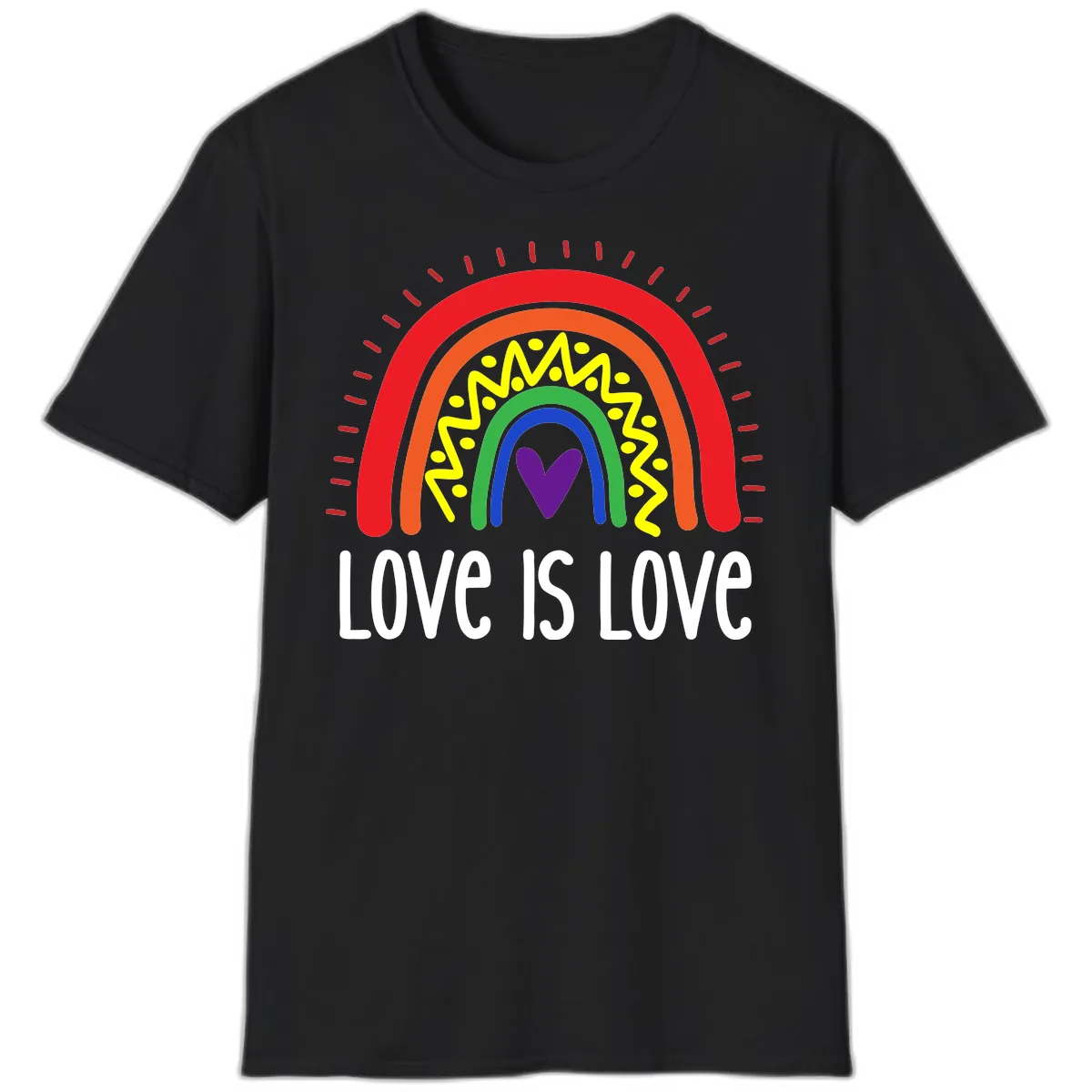 Love Is Love Rainbow Pride T-Shirt in Black