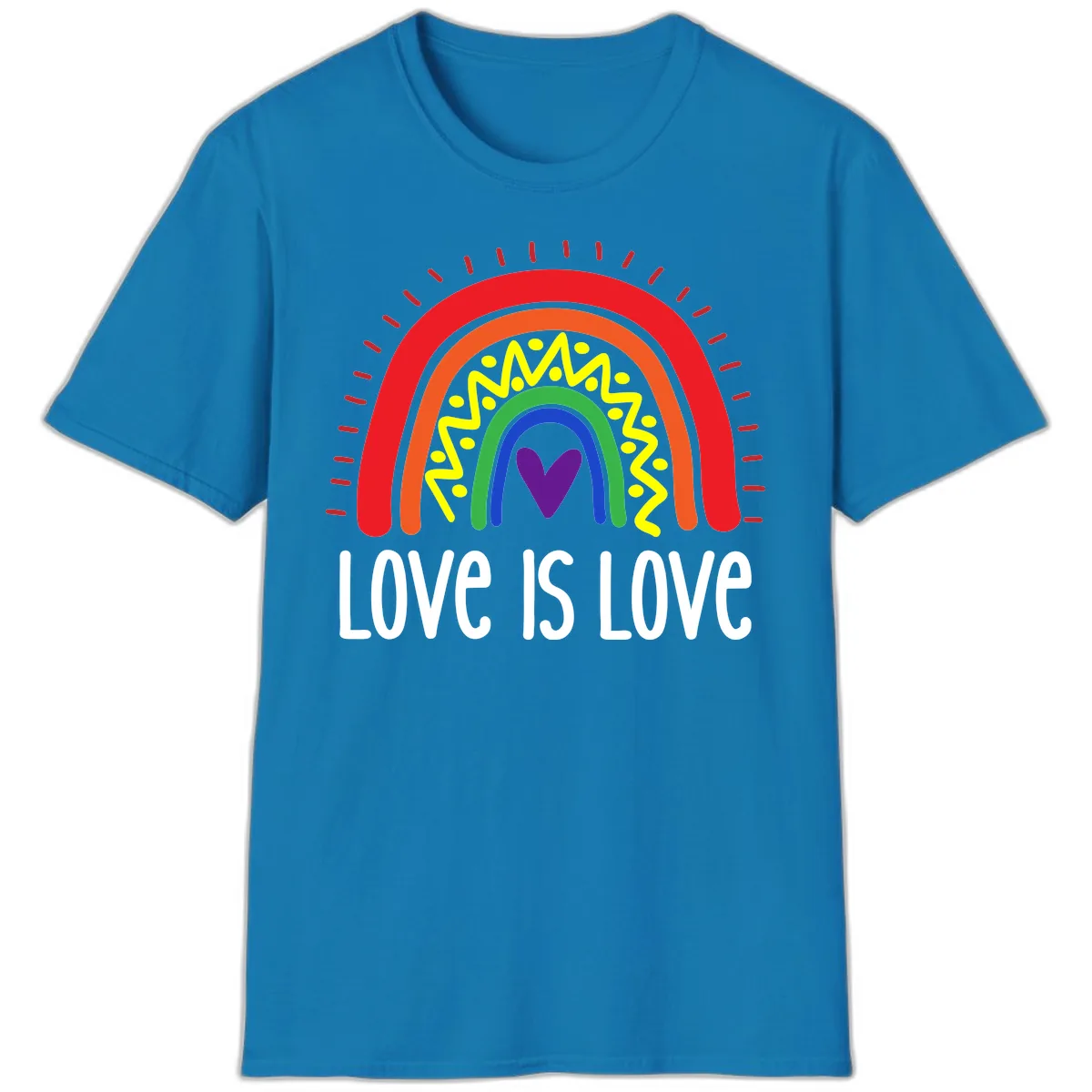 Love Is Love Rainbow Pride T-Shirt in Sapphire