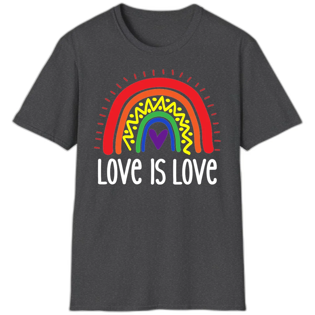 Love Is Love Rainbow Pride T-Shirt in Dark Heather