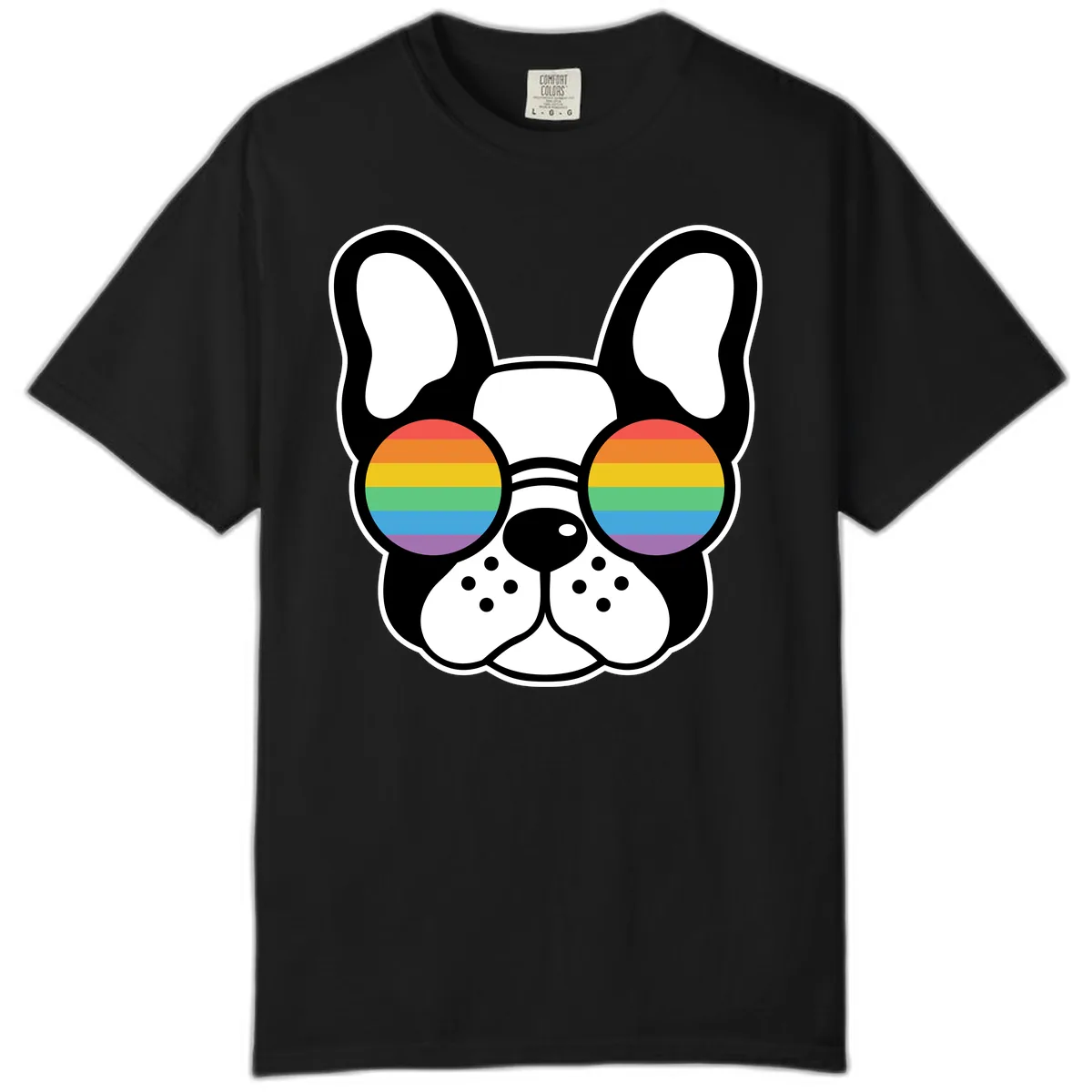 Rainbow Sunglasses French Bulldog Pride Comfort Color in Black