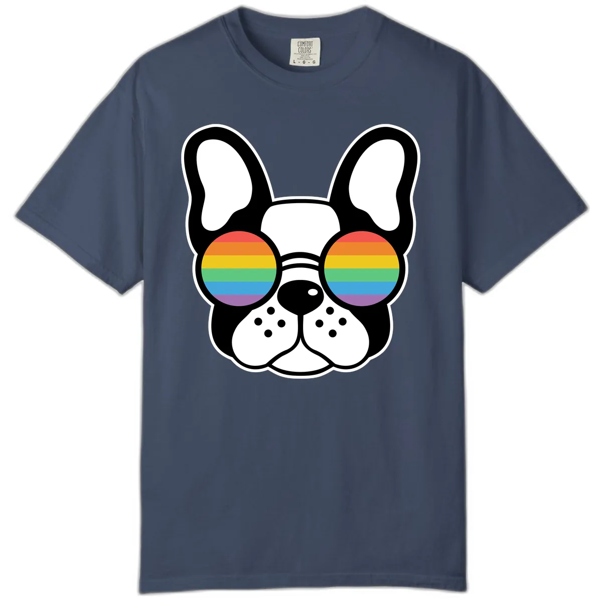 Rainbow Sunglasses French Bulldog Pride Comfort Color in Midnight