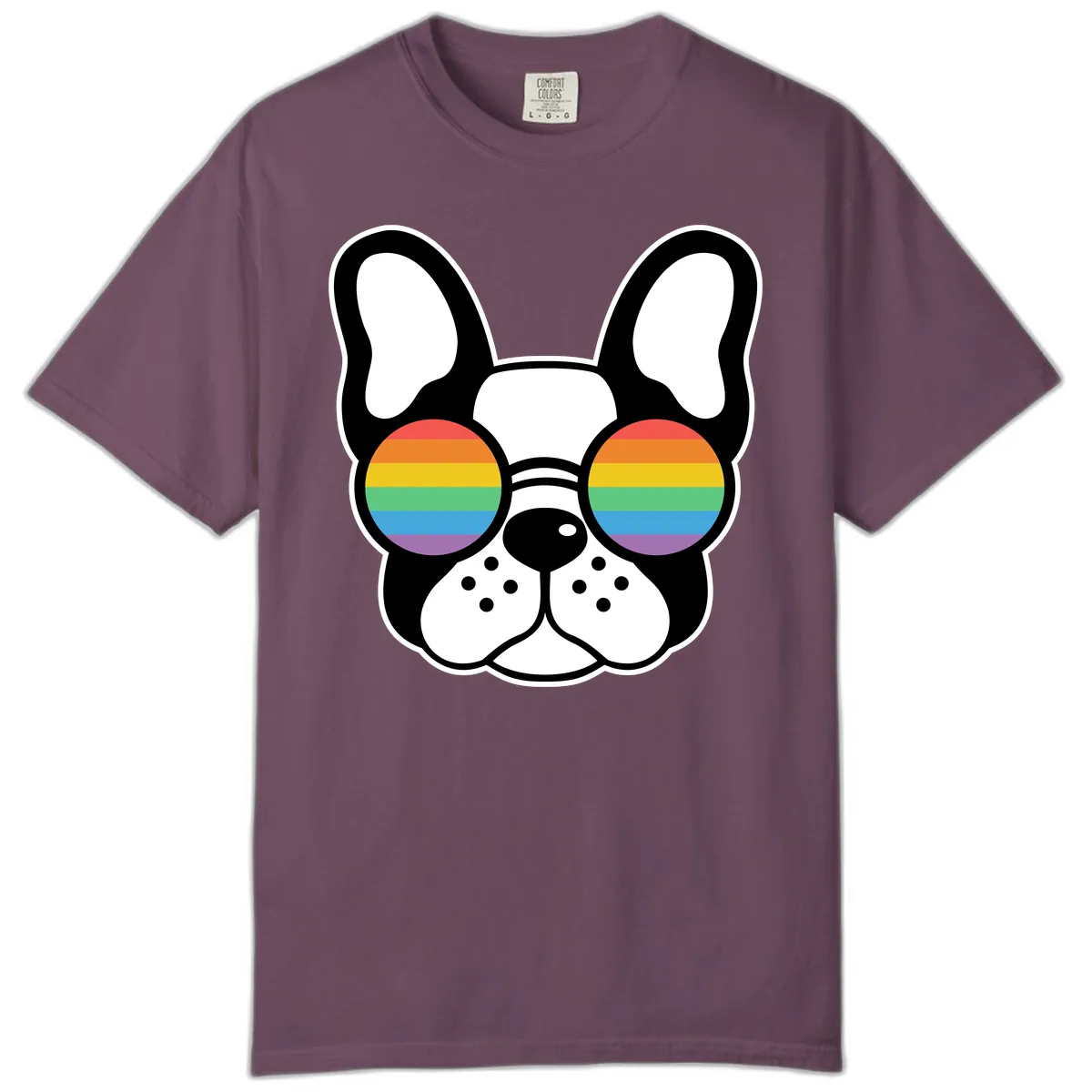 Rainbow Sunglasses French Bulldog Pride Comfort Color in Berry
