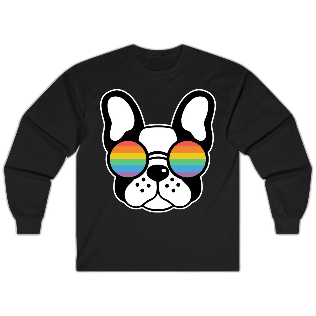 Rainbow Sunglasses French Bulldog Pride Long Sleeve in Black