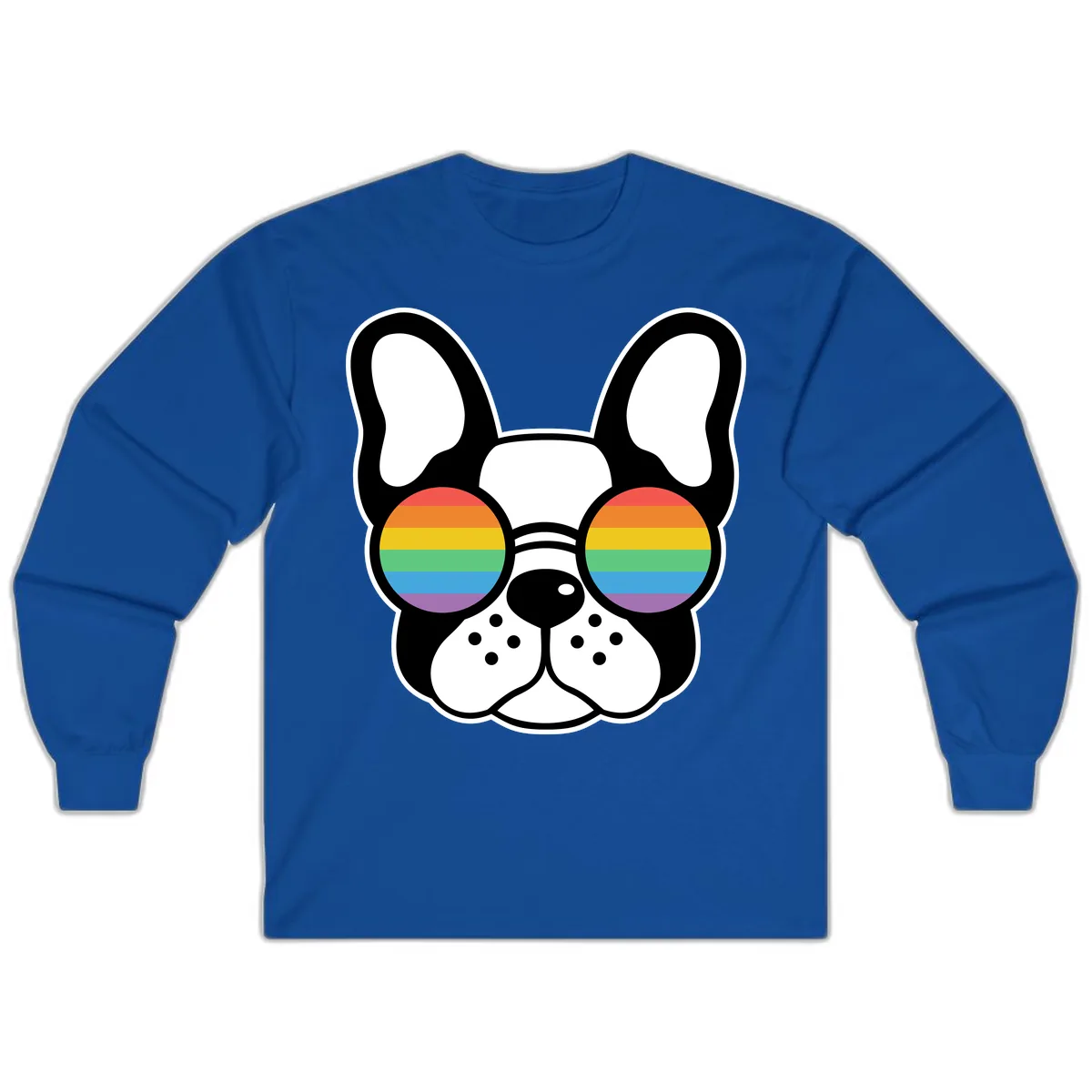 Rainbow Sunglasses French Bulldog Pride Long Sleeve in Royal