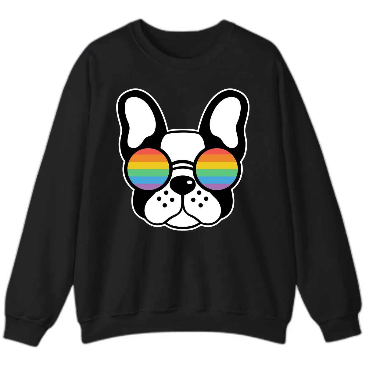 Rainbow Sunglasses French Bulldog Pride Sweatshirt in Black