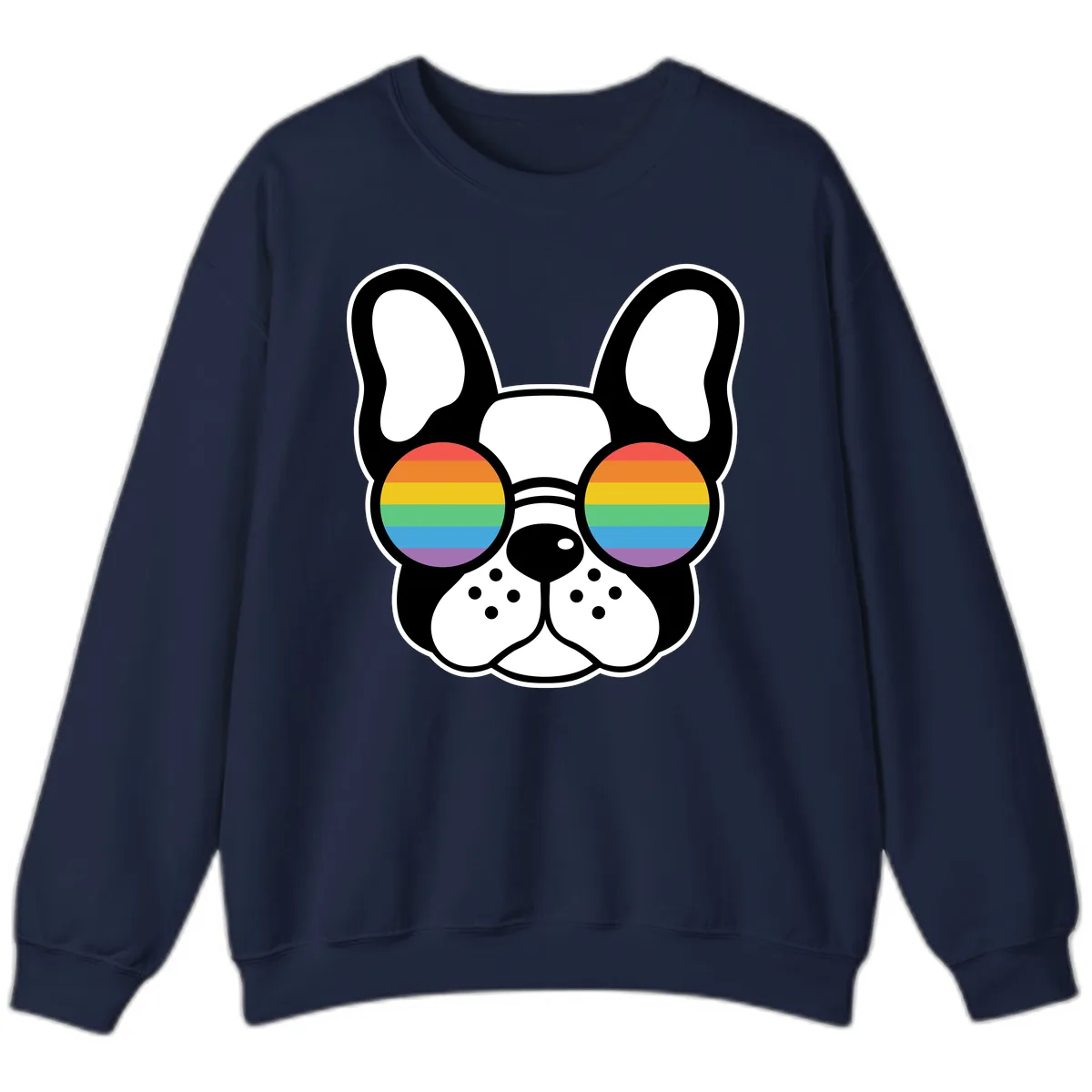 Rainbow Sunglasses French Bulldog Pride Sweatshirt in Navy