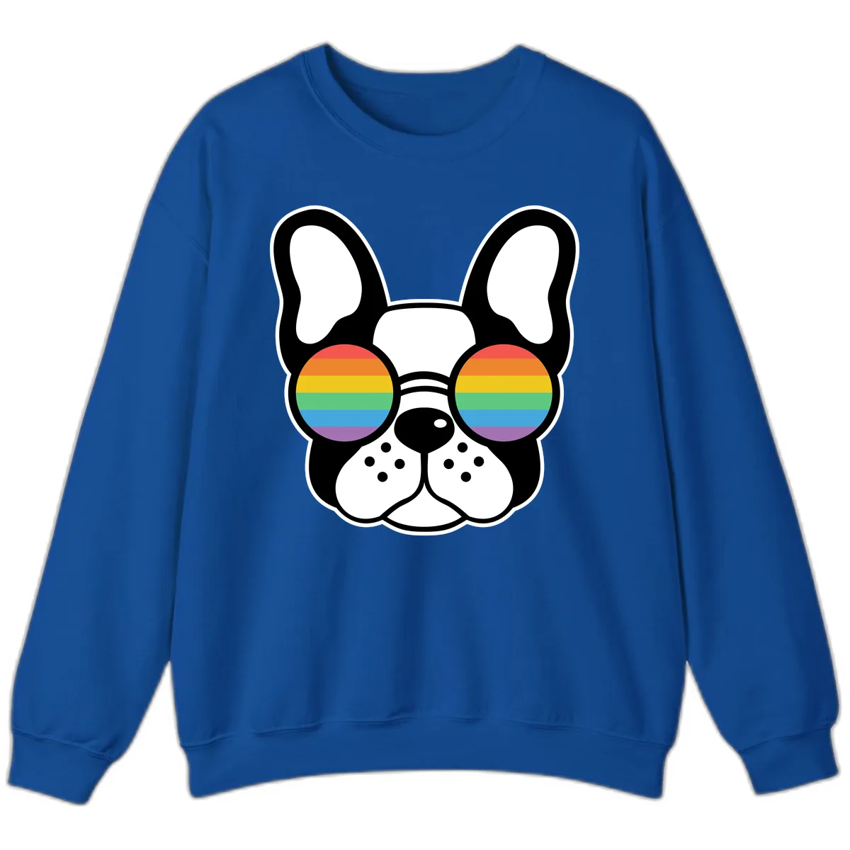 Rainbow Sunglasses French Bulldog Pride Sweatshirt in Royal
