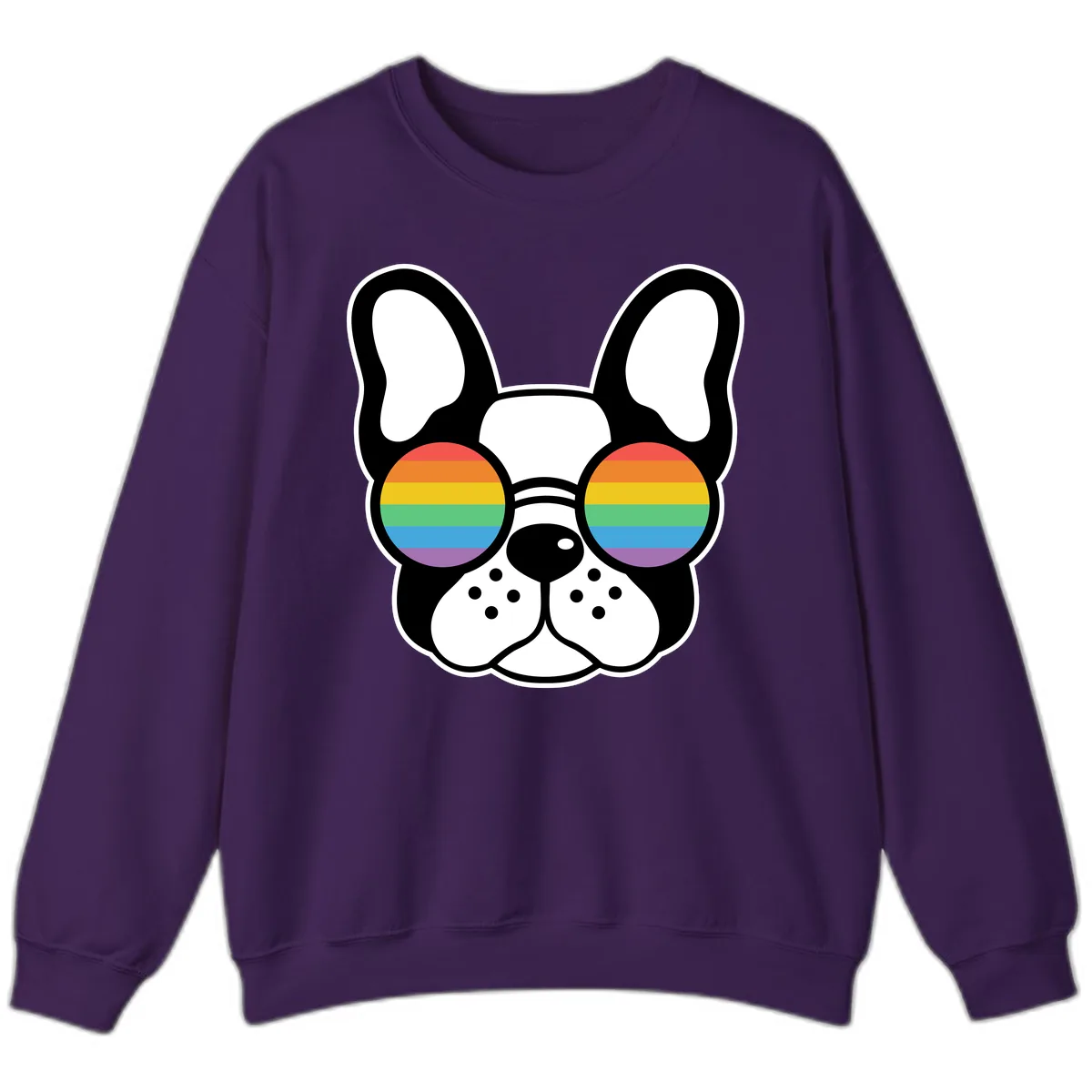 Rainbow Sunglasses French Bulldog Pride Sweatshirt in Purple