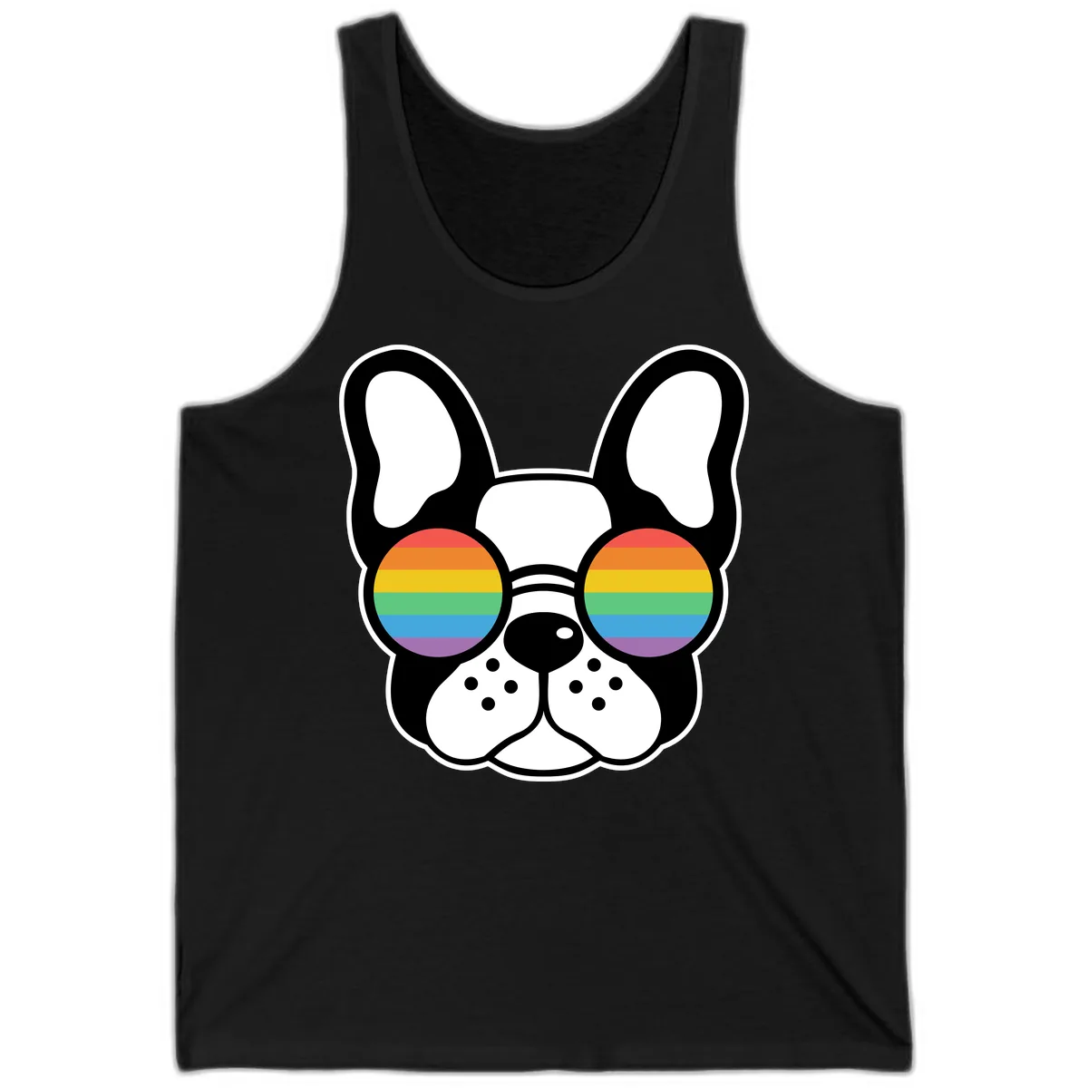 Rainbow Sunglasses French Bulldog Pride Tank in Black